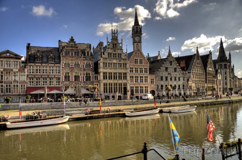 Fotka, Foto Historické domy na nábřeží (Gent, Belgie)