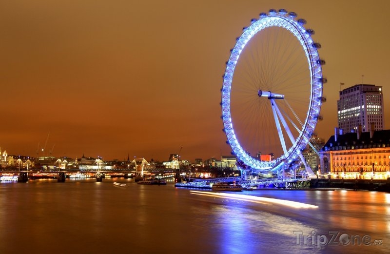 Fotka, Foto London Eye v noci (Londýn, Velká Británie)