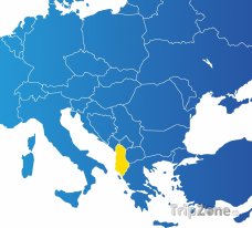 Poloha Albánie na mapě Evropy