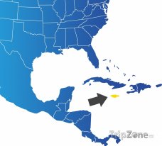 Poloha Jamajky na mapě Severní Ameriky