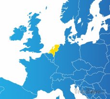 Poloha Nizozemska na mapě Evropy