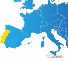 Poloha Portugalska na mapě Evropy