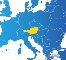 Poloha Rakouska na mapě Evropy