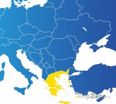 Poloha Řecka na mapě Evropy