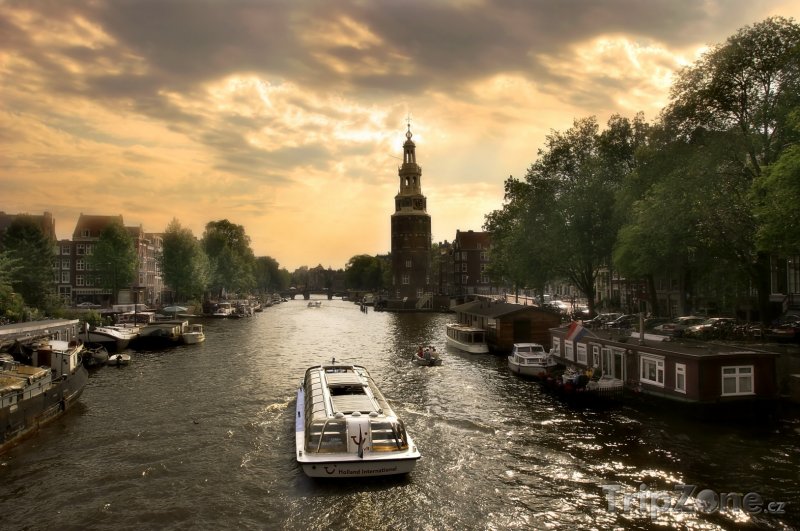 Fotka, Foto Soumrak nad kanálem (Amsterdam, Nizozemsko)