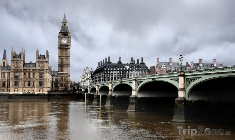 Fotka, Foto Londýn, Big Ben a Westminster Bridge (Velká Británie)
