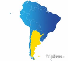 Poloha Argentiny na mapě Jižní Ameriky