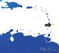 Poloha Barbadosu na mapě Karibiku