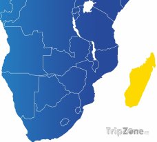Poloha Madagaskaru na mapě Afriky