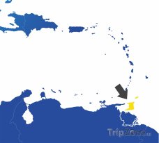 Poloha Trinidadu a Tobaga na mapě Karibiku
