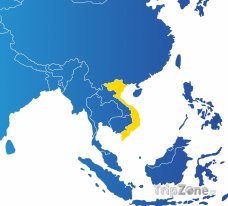 Poloha Vietnamu na mapě Asie