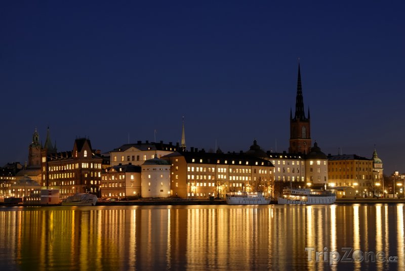 Fotka, Foto Stockholm v noci (Stockholm, Švédsko)