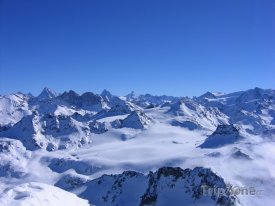 Les 4 Vallées, panoráma alpských vrcholků z Mont-Fort