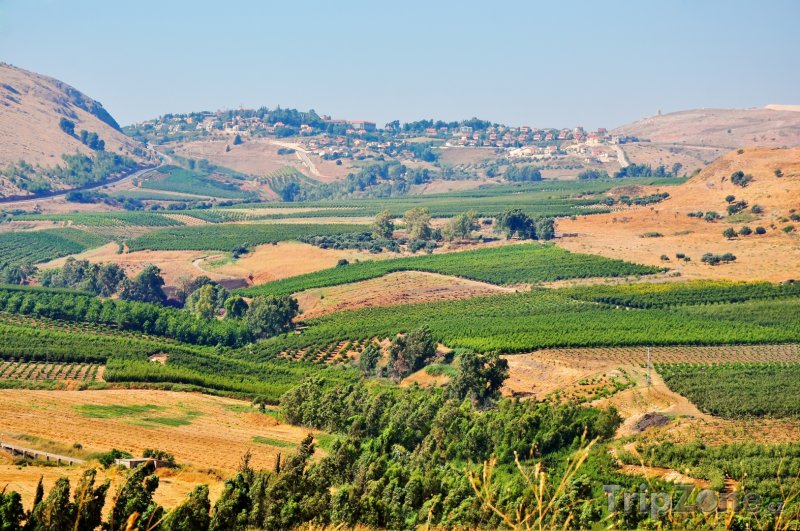 Fotka, Foto Pohled do krajiny a na město Golan (Izrael)