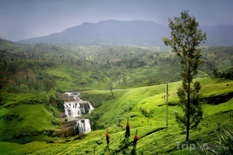 Fotka, Foto Pohled do krajiny a na vodopád St. Claire (Srí Lanka)