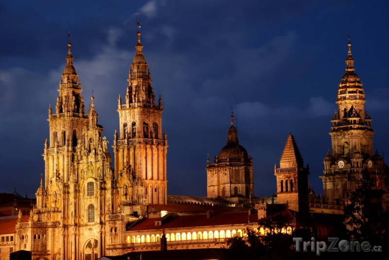 Fotka, Foto Santiago de Compostela, katedrála v noci (Španělsko)