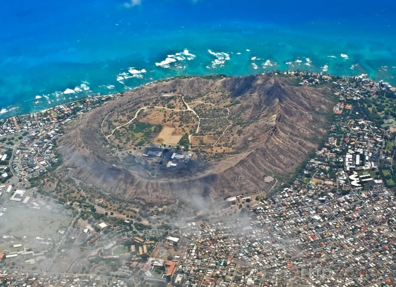 Fotka, Foto Letecký pohled na Diamond Head (Honolulu, USA)