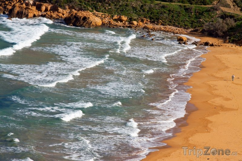 Fotka, Foto Písčitá pláž v zálivu Ramla (Malta)