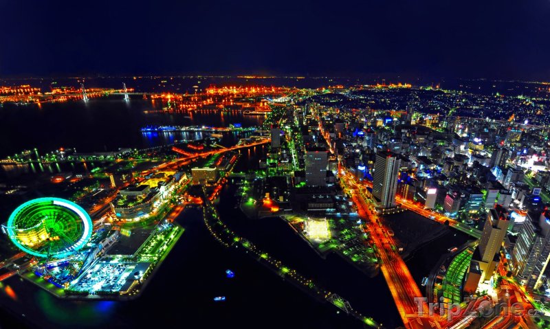 Fotka, Foto Pohled na Jokohamu v noci (Jokohama, Japonsko)
