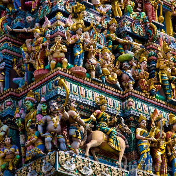 Fotka, Foto Detail střechy chrámu Sri Veeramakaliamman (Singapur)