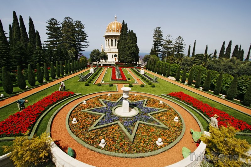 Fotka, Foto Fontána v zahradách Bahá'í (Haifa, Izrael)