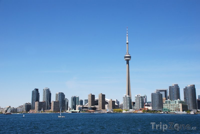Fotka, Foto Pohled na CN Tower z přístavu (Toronto, Kanada)