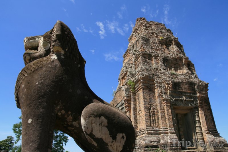 Fotka, Foto Socha lva v chrámu Angkor Vat (Kambodža)