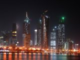 Osvětlené mrakodrapy v Dauhá