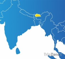 Poloha Bhútánu na mapě Asie