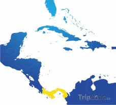 Poloha Panamy na mapě Severní Ameriky