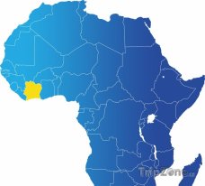Poloha Pobřeží slonoviny na mapě Afriky