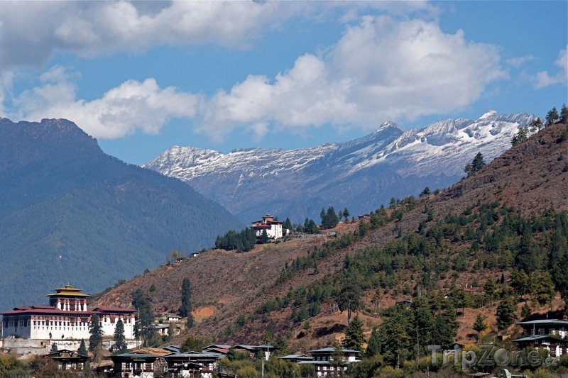 Fotka, Foto Pohled na klášter Rinpung Dzong (Bhútán)