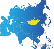 Poloha Mongolska na mapě Asie