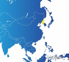 Poloha Severní Koreji na mapě Asie