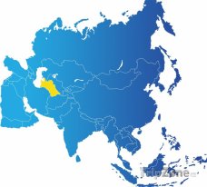 Poloha Turkmenistánu na mapě Asie