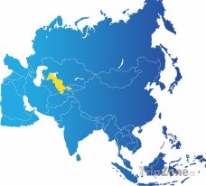Poloha Uzbekistánu na mapě Asie
