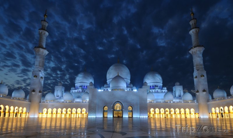 Fotka, Foto Abú Dahbí, mešita Sheikh Zayed v noci (Spojené arabské emiráty)