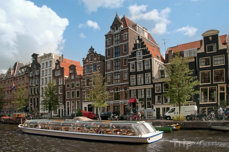 Fotka, Foto Amsterdam, výletní loď na kanále (Nizozemsko)