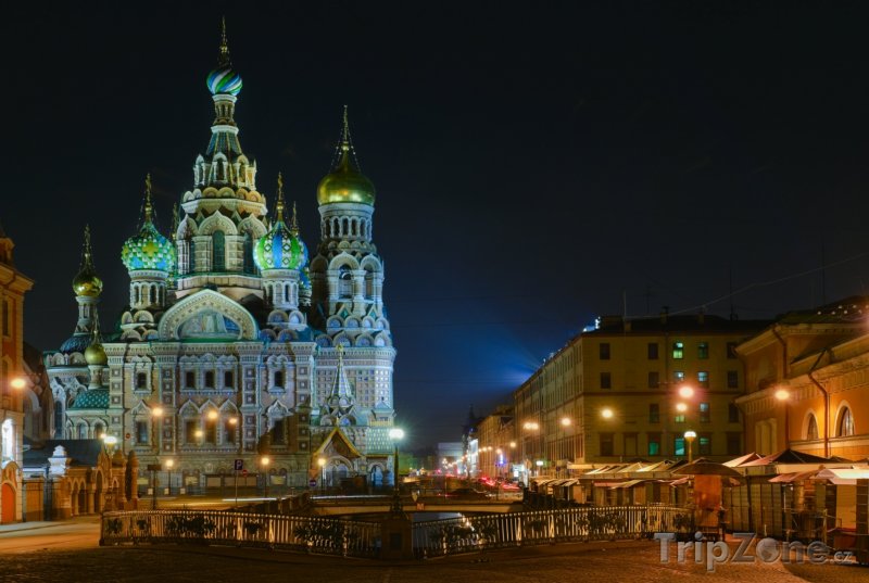 Fotka, Foto Kostel Spasitele v krvi v noci (Petrohrad, Rusko)