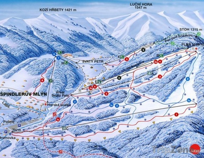 Fotka, Foto Mapa lyžařského areálu Hromovka