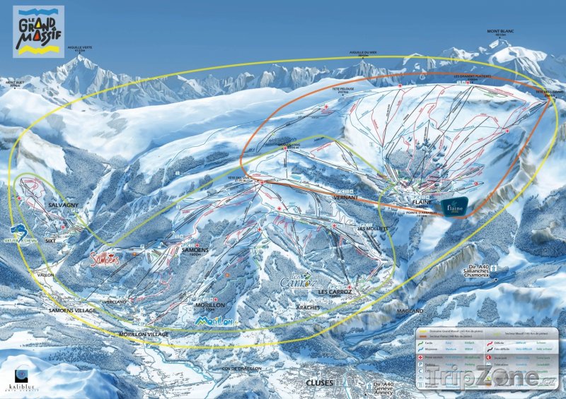 Fotka, Foto Mapa lyžařského rezortu Grand Massif