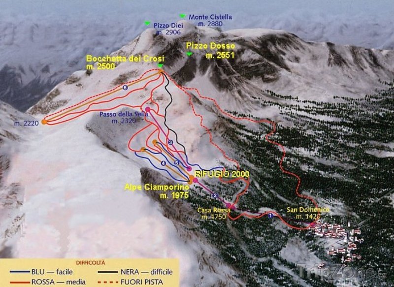 Fotka, Foto Mapa lyžařského střediska Alpe Ciamporino