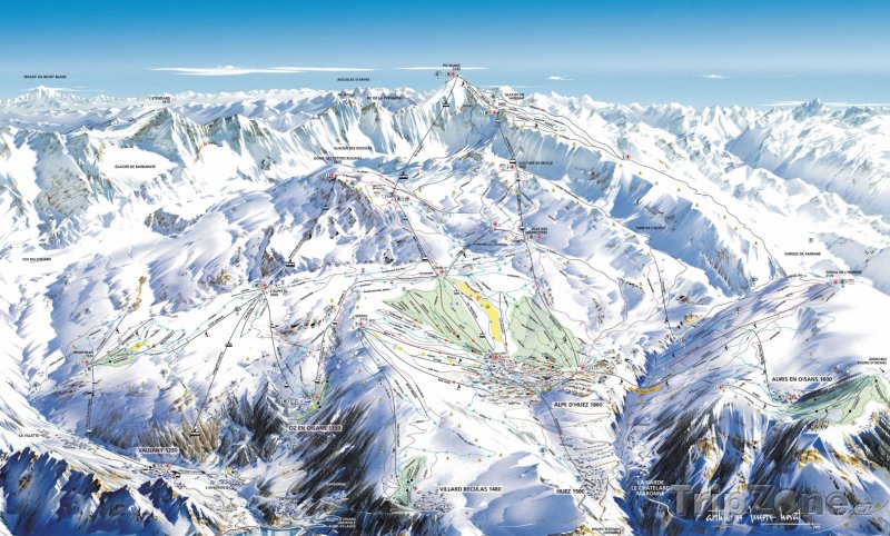 Fotka, Foto Mapa lyžařského střediska Alpe d'Huez