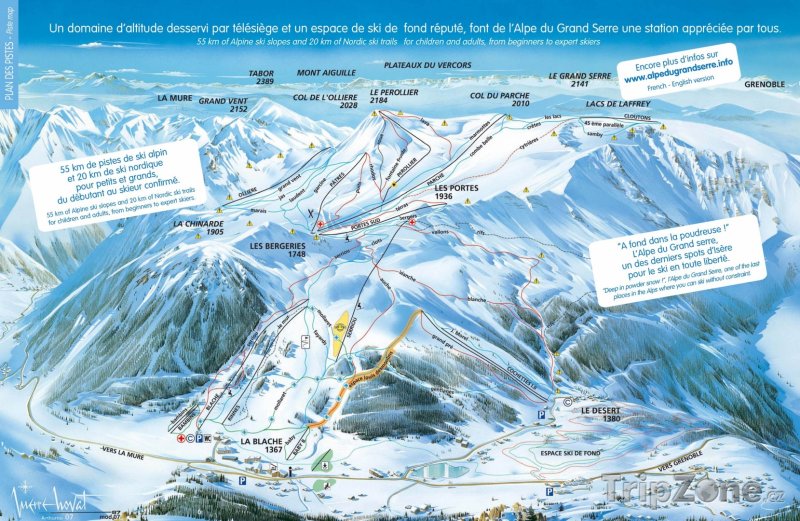 Fotka, Foto Mapa lyžařského střediska Alpe du Grand Serre