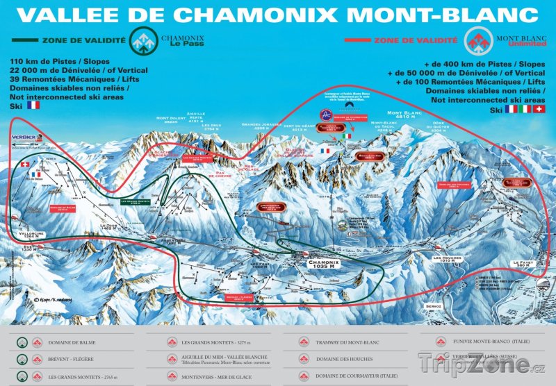 Fotka, Foto Mapa lyžařského střediska Argentière