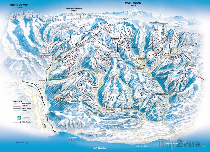 Fotka, Foto Mapa lyžařského střediska Avoriaz