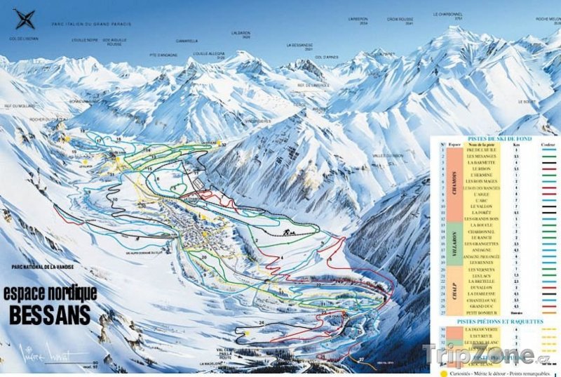 Fotka, Foto Mapa lyžařského střediska Bessans