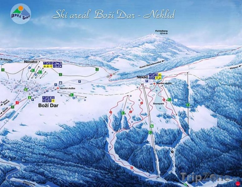Fotka, Foto Mapa lyžařského střediska Boží Dar
