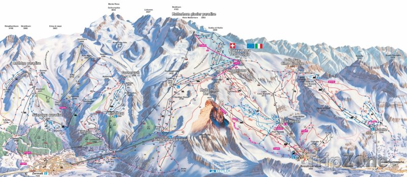 Fotka, Foto Mapa lyžařského střediska Breuil-Cervinia