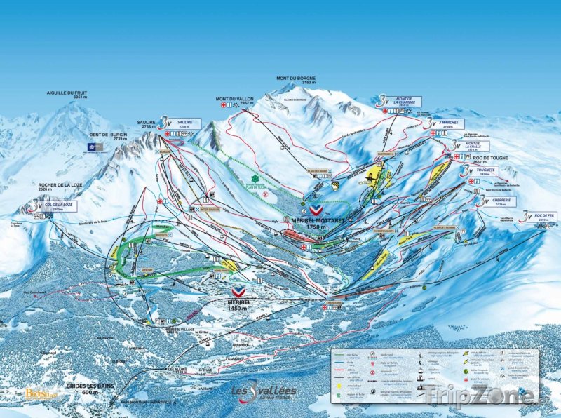 Fotka, Foto Mapa lyžařského střediska Brides-les-Bains